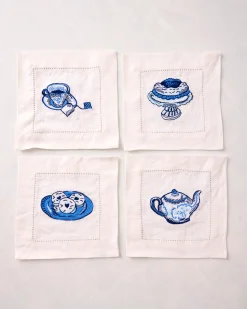 Set of 4 Cocktail Napkins in High Tea Toile
