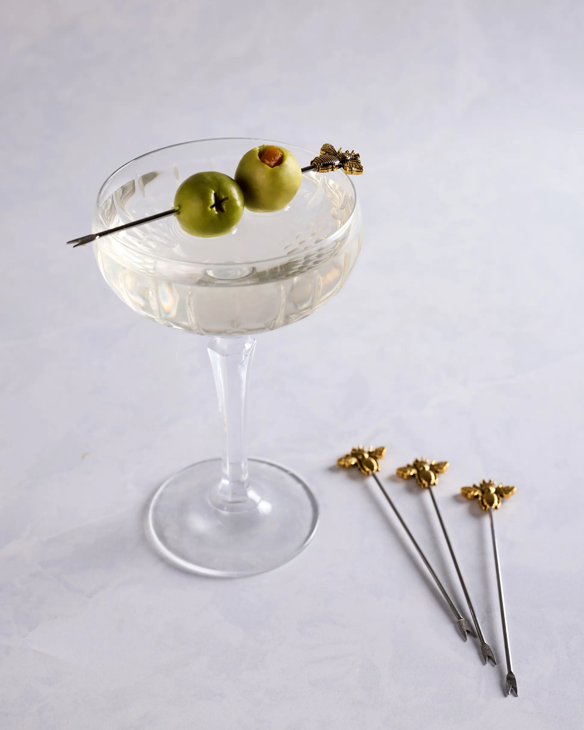 Set of 4 Golden Bee Cocktail Picks in Gold