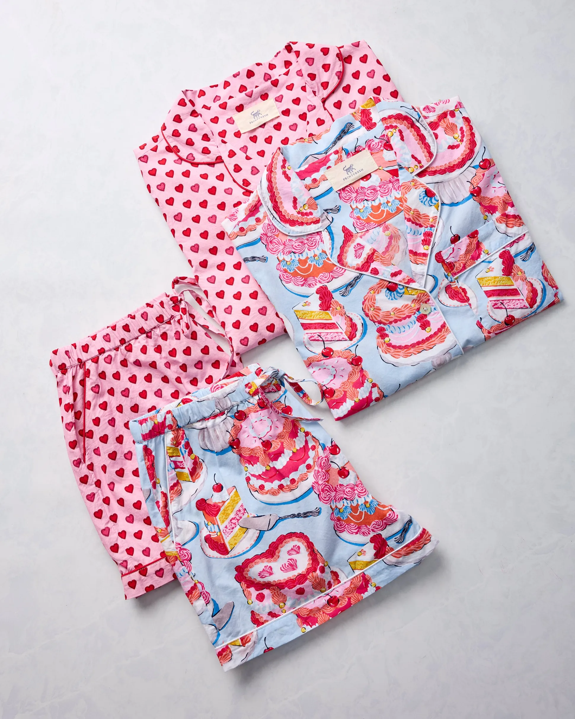 Short PJ Set Bundle in Mini Candy Hearts & Vintage Cakes