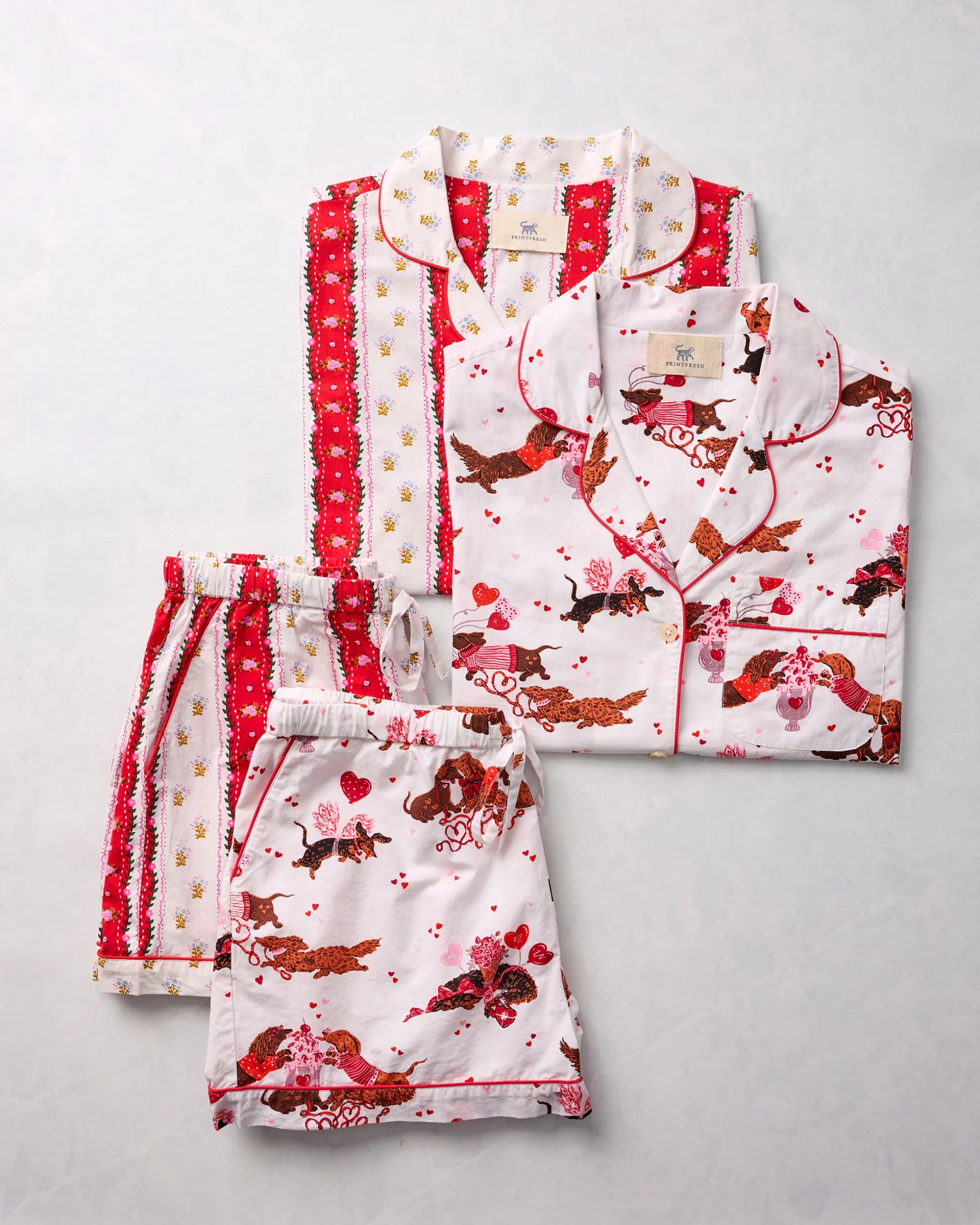 Short PJ Set Bundle in Sweetheart Stripes & Dachshund Date