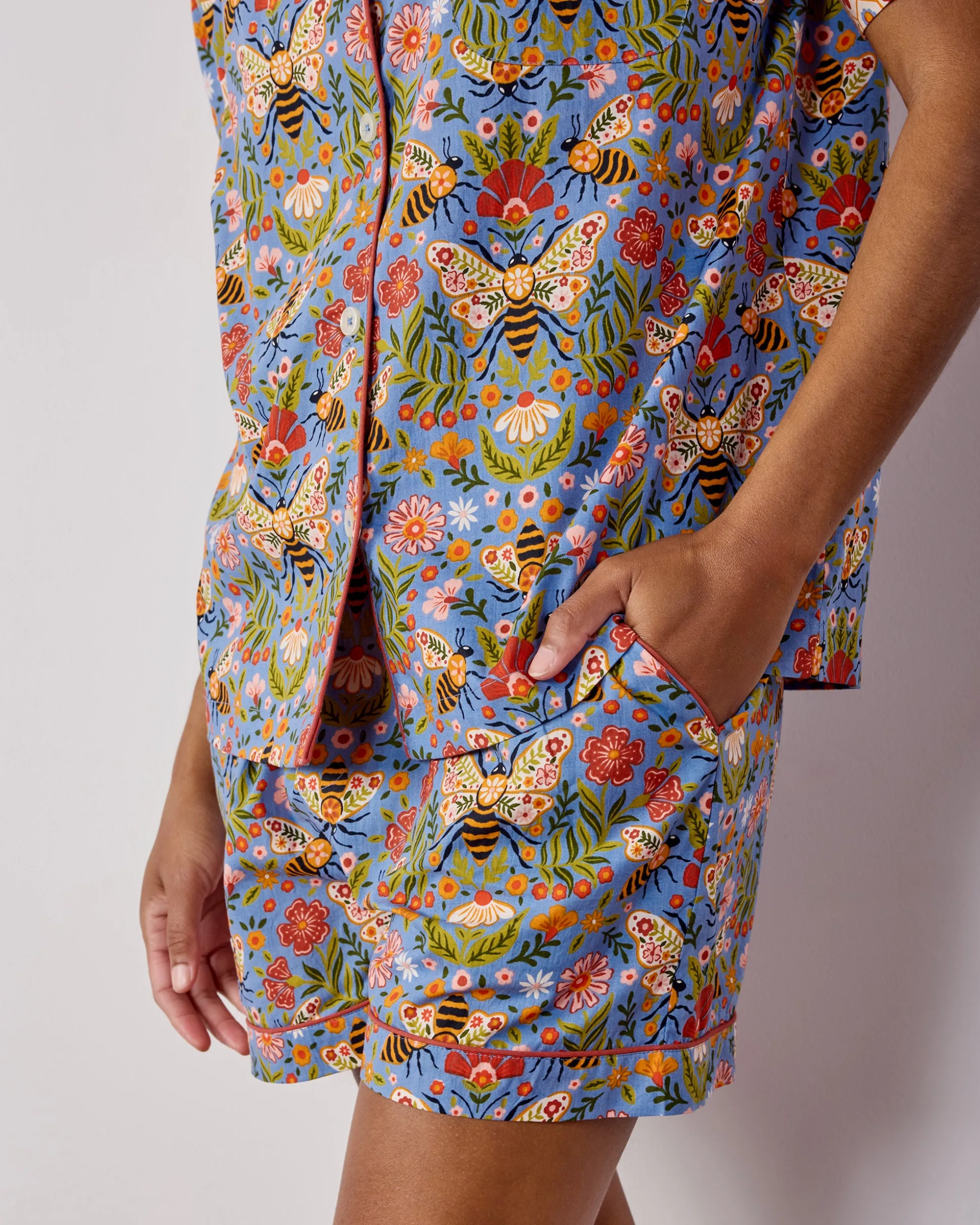 Short PJ Set & Pet Bandana in Bee Tapestry