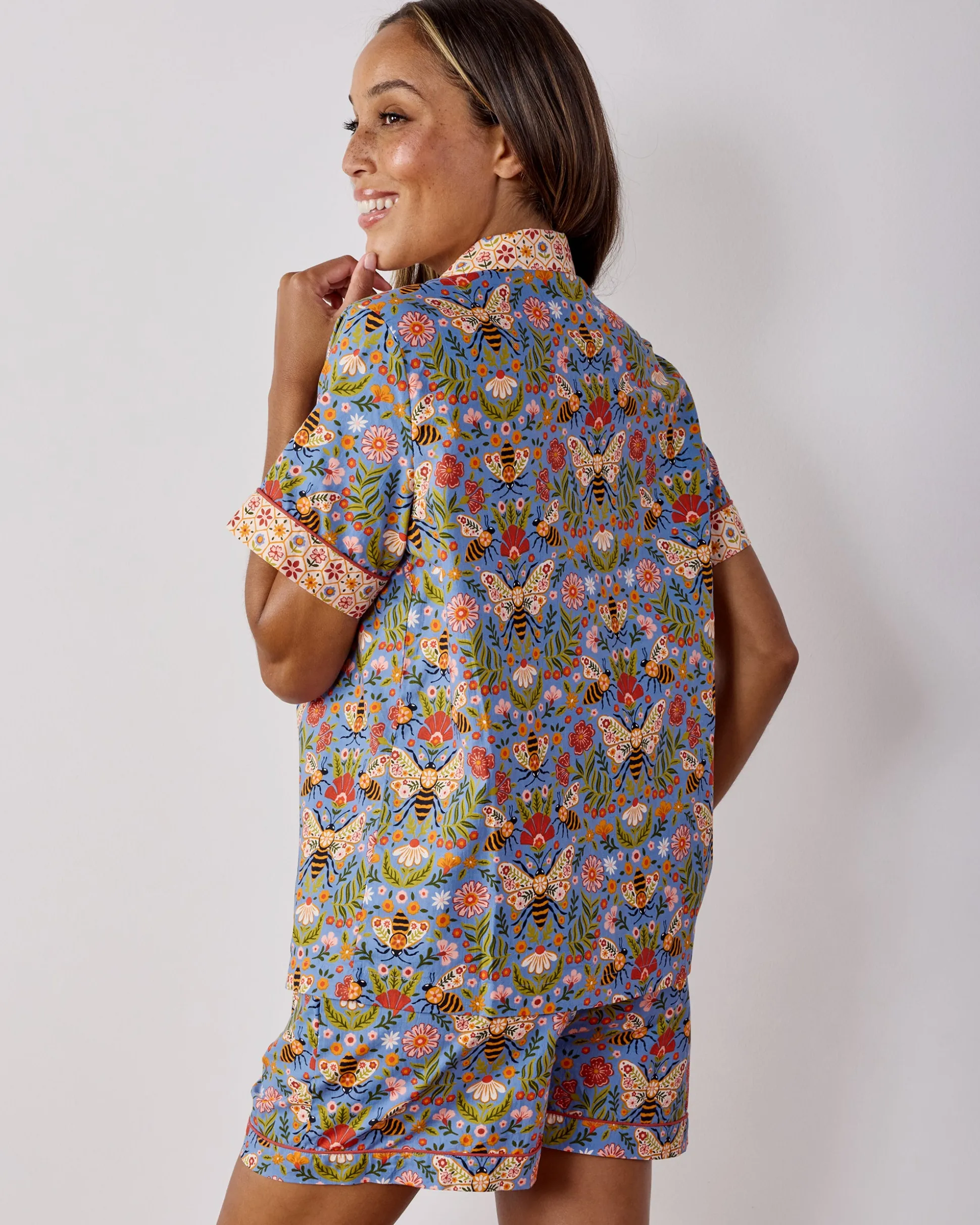 Short PJ Set & Pet Bandana in Bee Tapestry