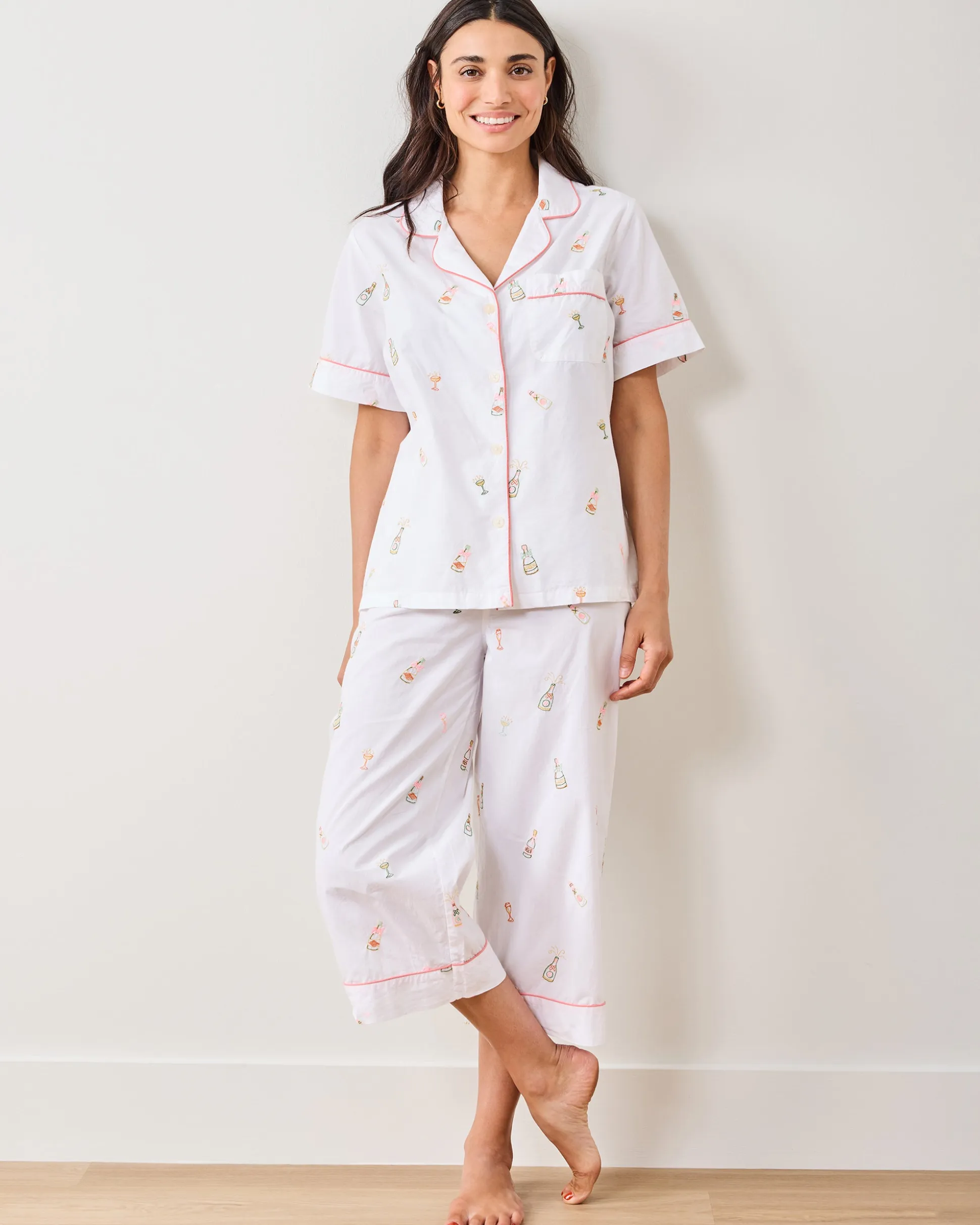Short Sleeve Top & Cropped Pants Set in Bubbly Brunch