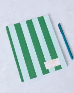 Striped Perfect Bound Journal in Green Cabana