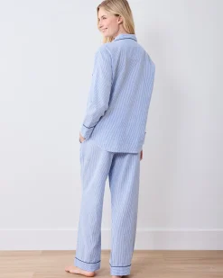 Tall Seersucker Long PJ Set in Triton Stripes