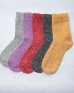 Womens Cozy Wool Angora Socks in Red
