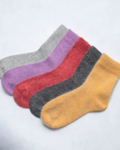 Womens Cozy Wool Angora Socks in Red