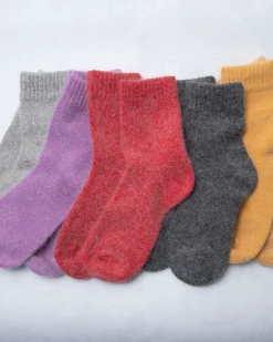 Womens Cozy Wool Angora Socks in Red